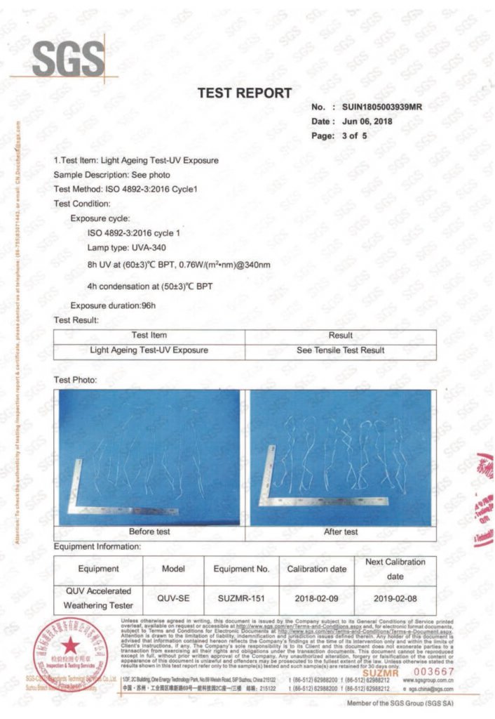 PP multifilament yarn test reoprt-3